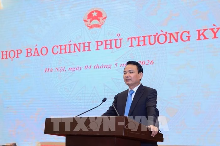 Bộ trưởng, Chủ nhiệm Văn phòng Chính phủ Đặng Xuân Phong chủ trì họp báo Chính phủ thường kỳ tháng 4/2026. Ảnh: TTXVN