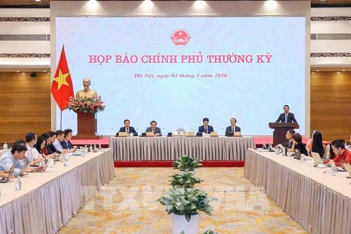 Họp báo Chính phủ thường kỳ tháng 4/2026. Ảnh: TTXVN